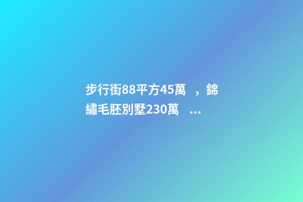 步行街88平方45萬，錦繡毛胚別墅230萬，城南自建房273平帶院165萬